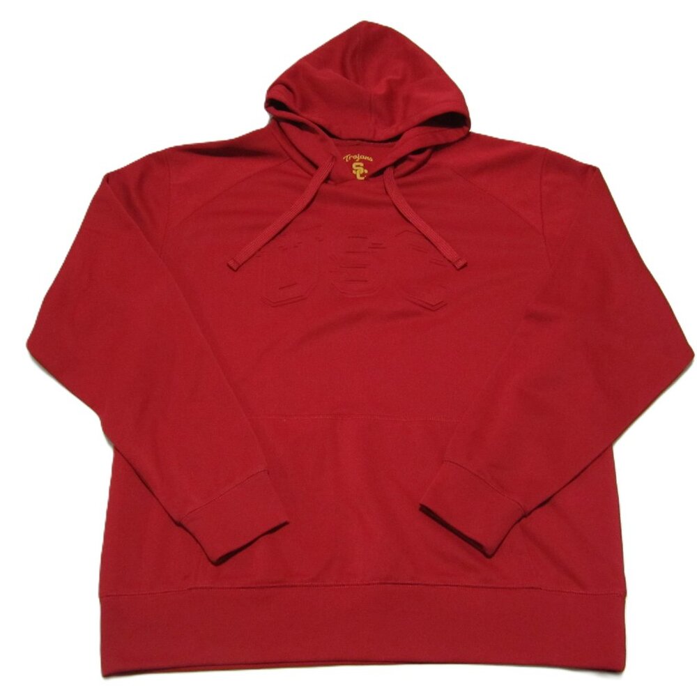 USC Trojans Hoodie Mens L Red Authentic Apparel Long Sleeve Sweater Polyester